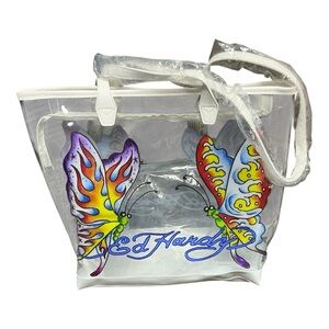 Ed Hardy - NWT -  White and Red Graphic Butterfly Tote Bag